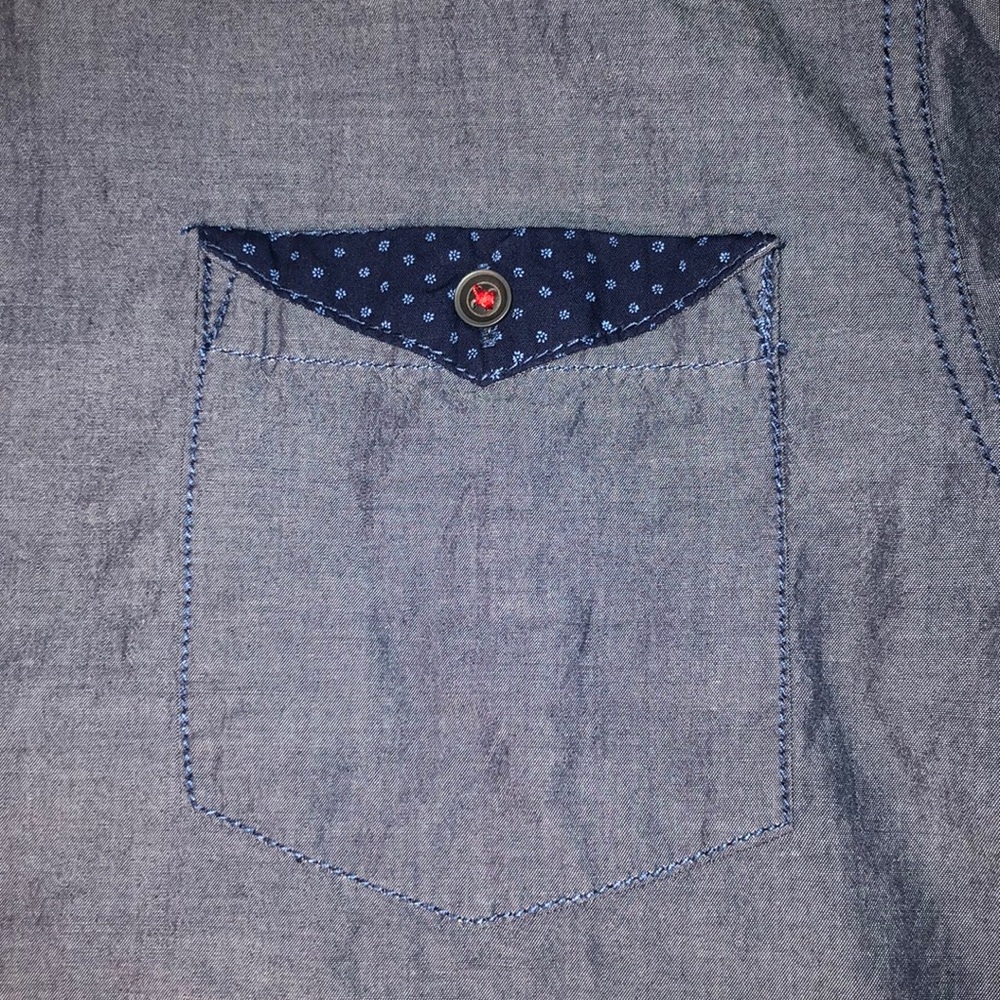 Navy Blue Short Sleeve Button Down Shirt - Picture 2 of 8